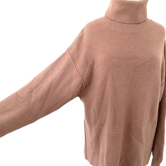 Free People Oversized Ribbed Turtleneck Tunic Sweater Chunky Knit Sz XS - Picture 3 of 10